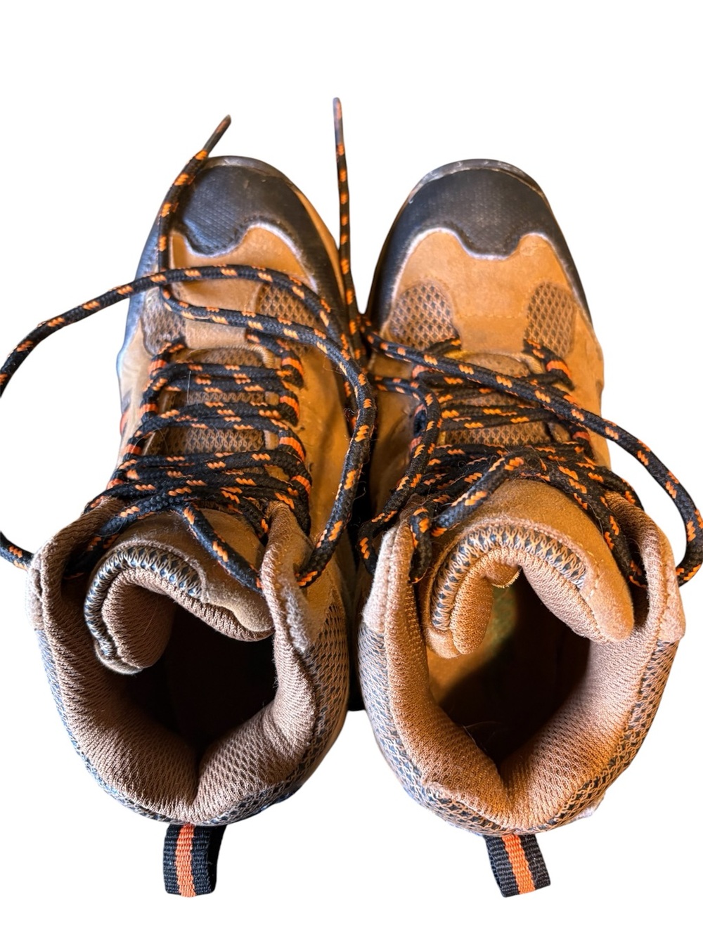 Gander Mountain Brown Kids Hiking Boots with Orange-Black Laces
